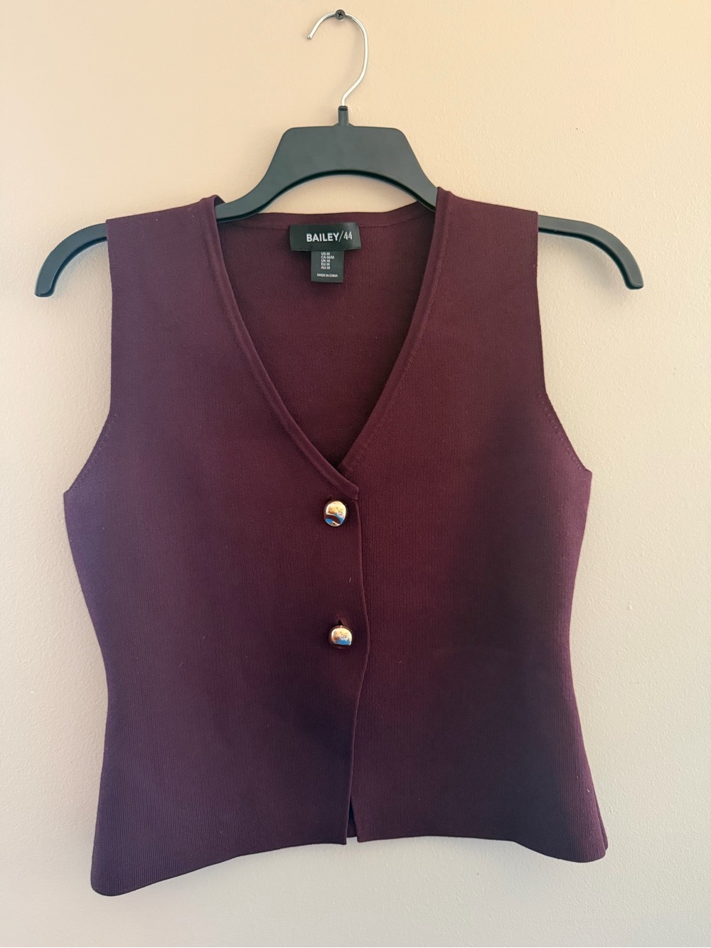 Bailey 44 Sleeveless V-Neck Buttoned Top in Deep Wine